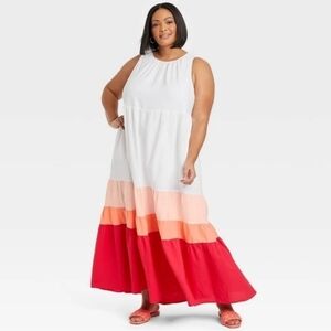 Ava & Viv Colorblock Tiered Maxi Dress